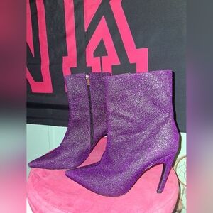 Zara Trafaluc Sparkly Purple  Highheel Zipup Boots Size 40/ 9
